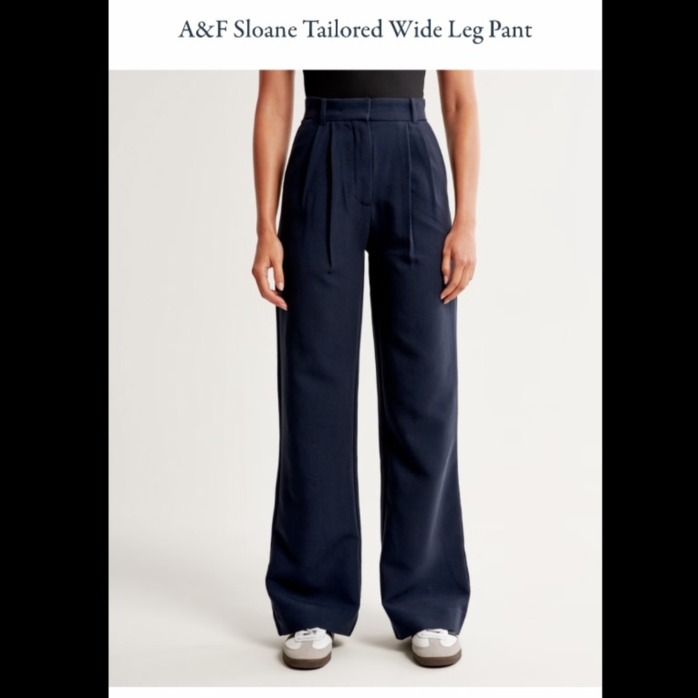 Abercrombie and Fitch Sloane Tailored Wide Leg Pant Navy 27